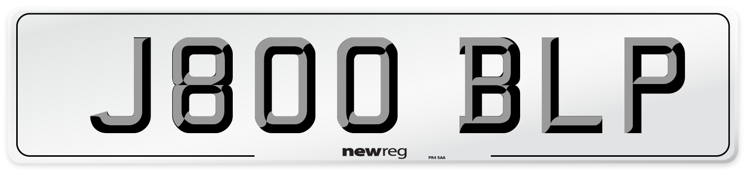 J800 BLP Number Plate from New Reg